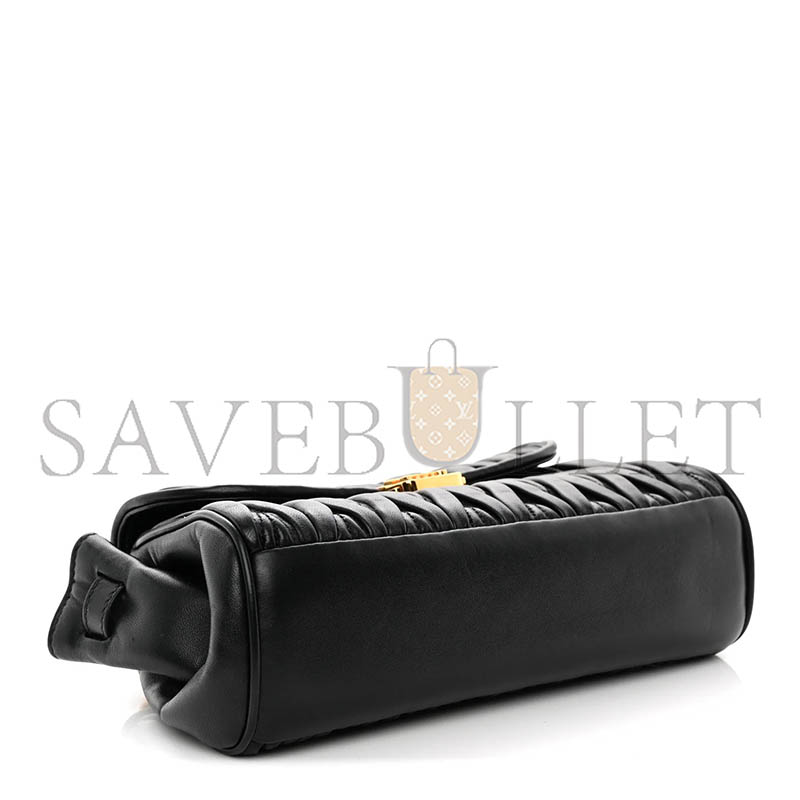 MIU MIU NAPPA MATELASSE SHOULDER BAG BLACK 5BD266 (24*13.5*9cm)